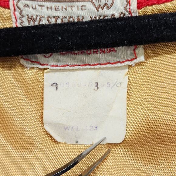 Vintage 50s Levi's Western Wear Big E Short Horn Poker Vest Mens M Red Jacquard - Picture 6 of 9